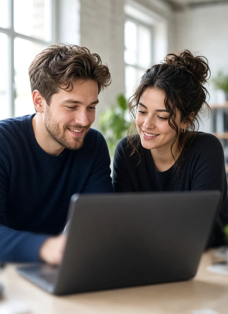 Software developers reviewing product plans in a London studio