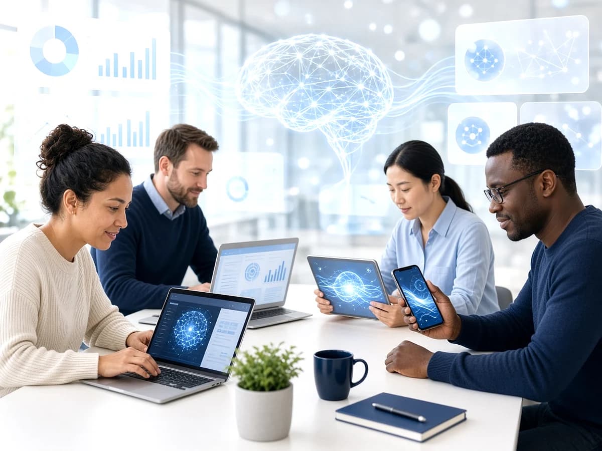 QA team testing an AI application across devices in the UK