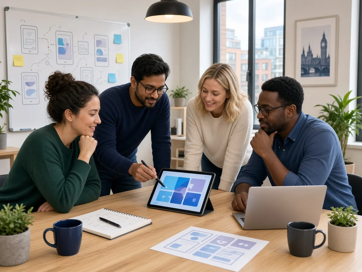 UK small business team planning a custom Android application