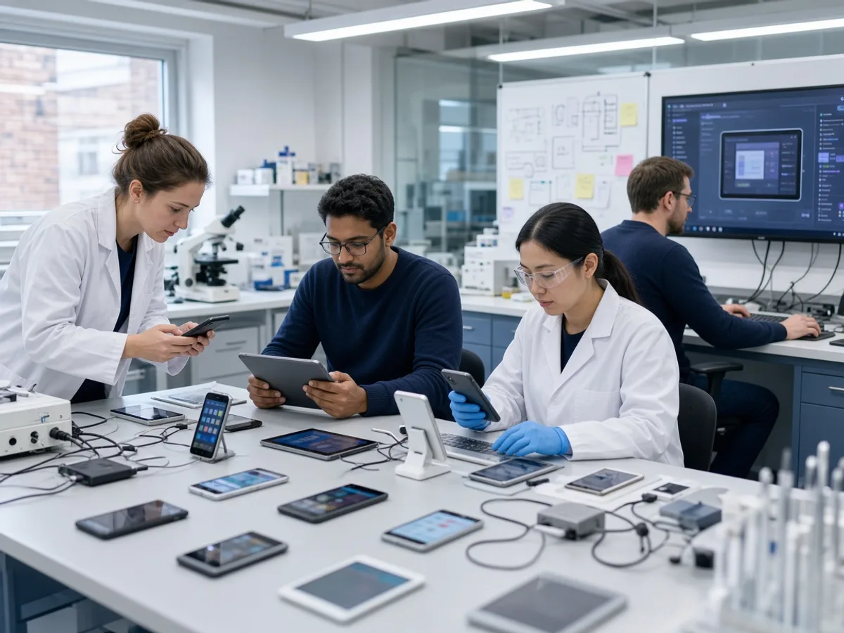 UK QA engineers testing an Android application across multiple devices