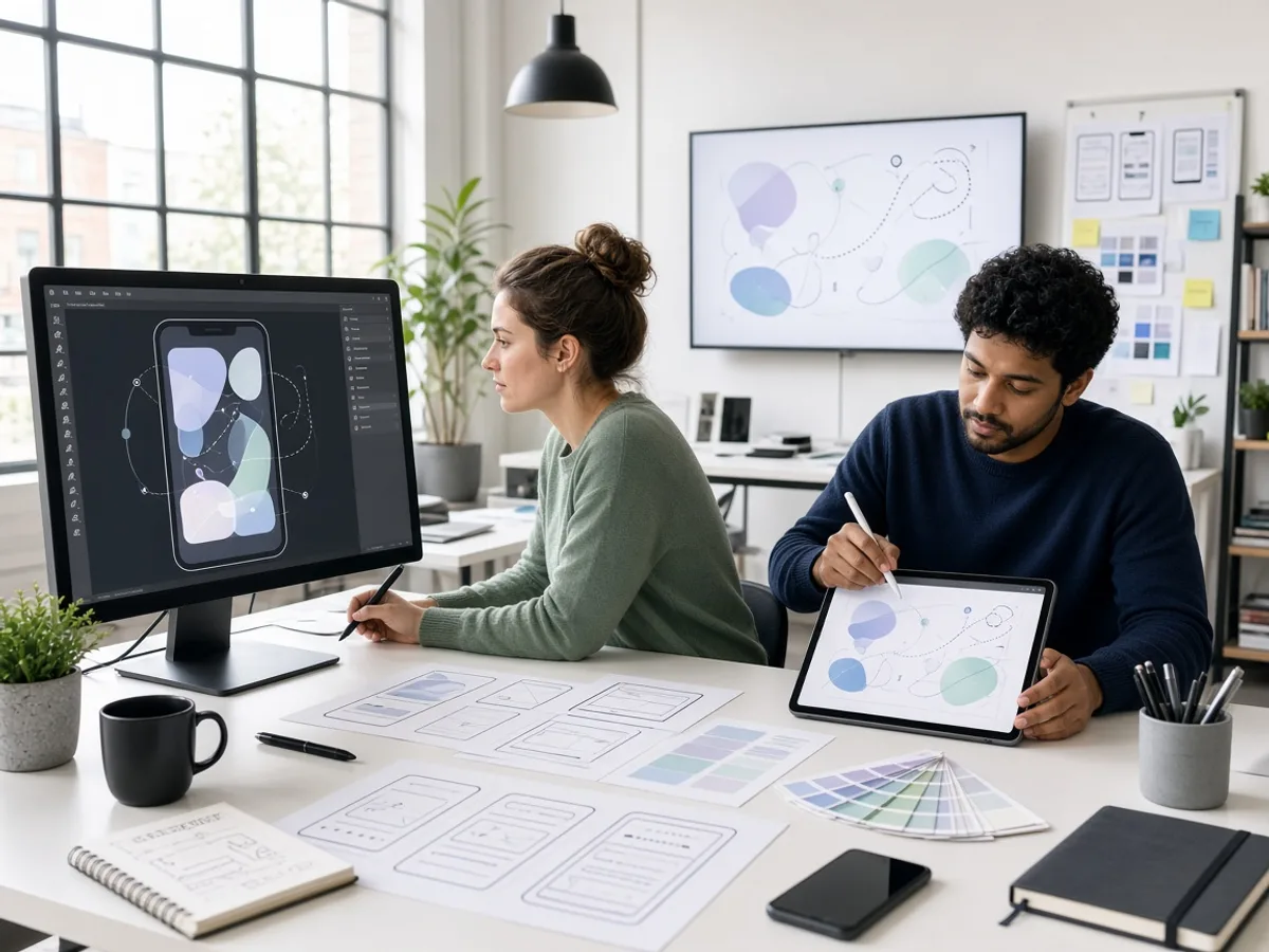 UK Android UI UX designers creating a mobile application interface