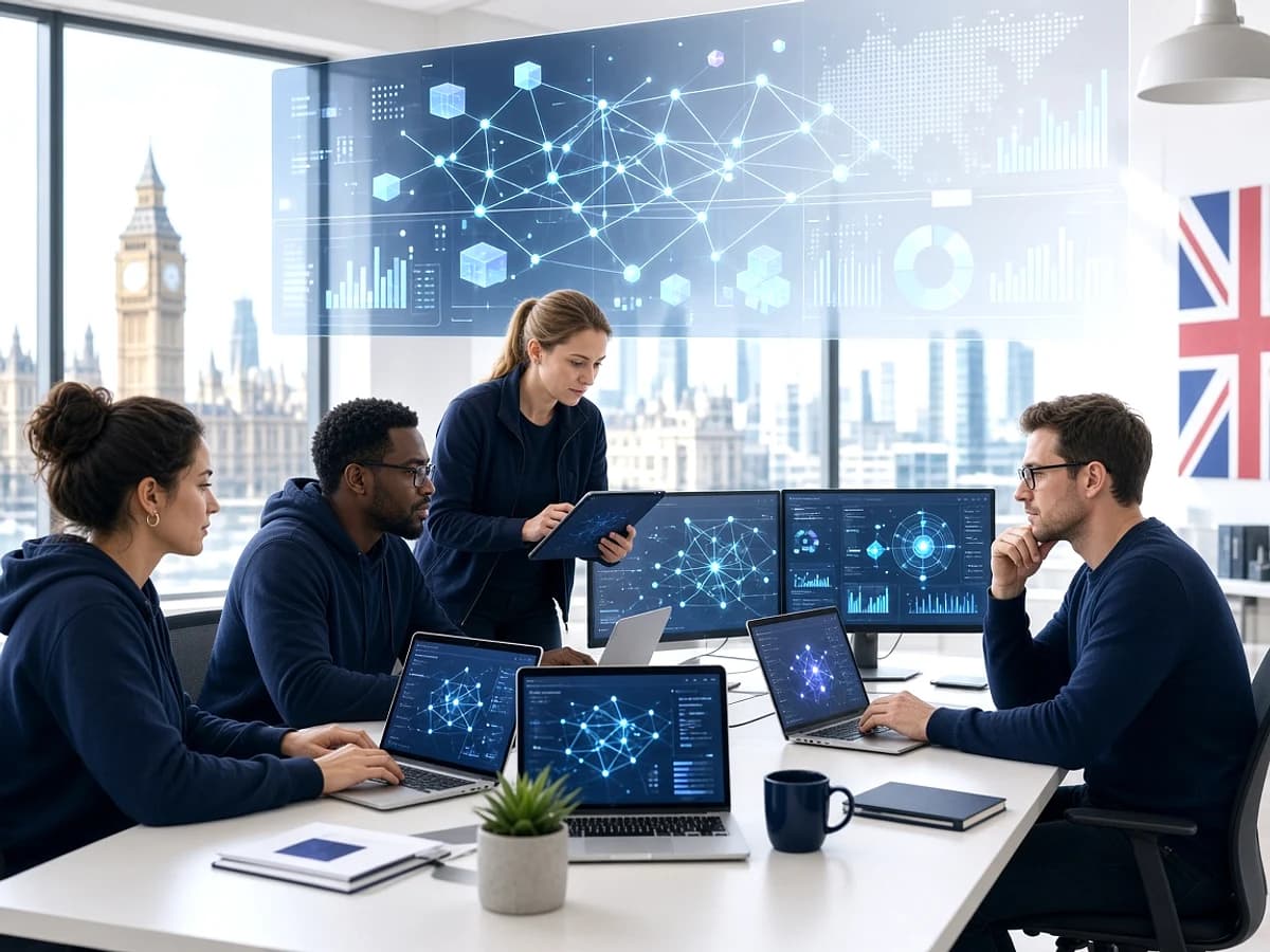 UK blockchain support team monitoring a decentralised application