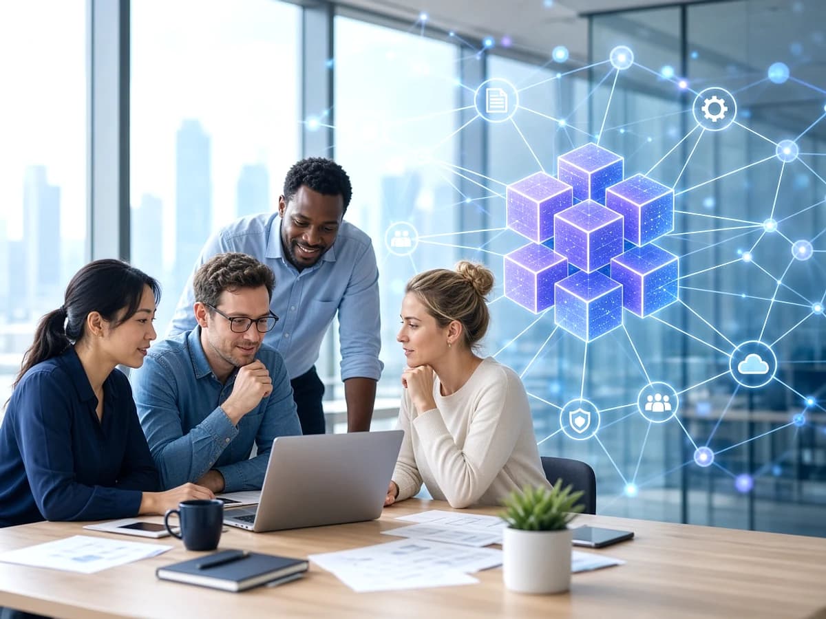 UK technology team integrating blockchain functionality with a business application