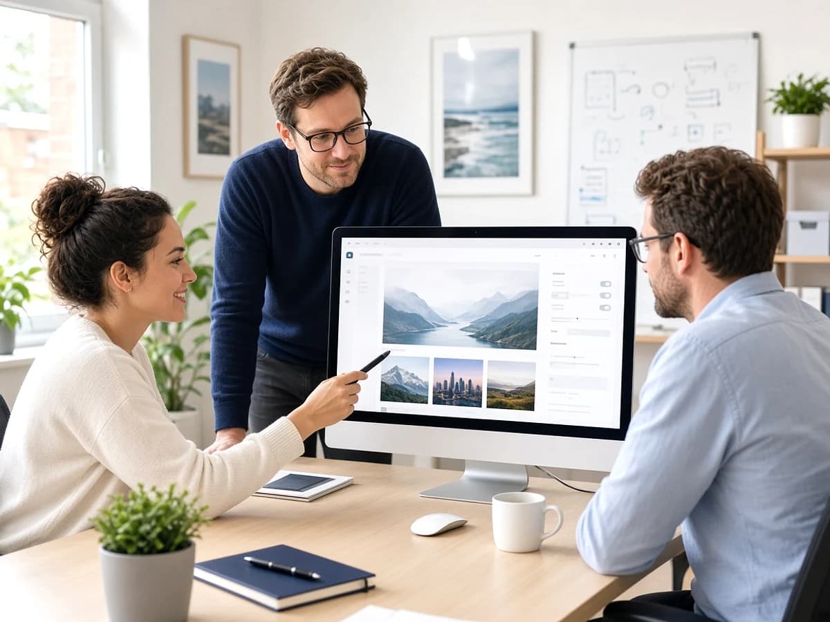 Small UK business team managing website content through a CMS