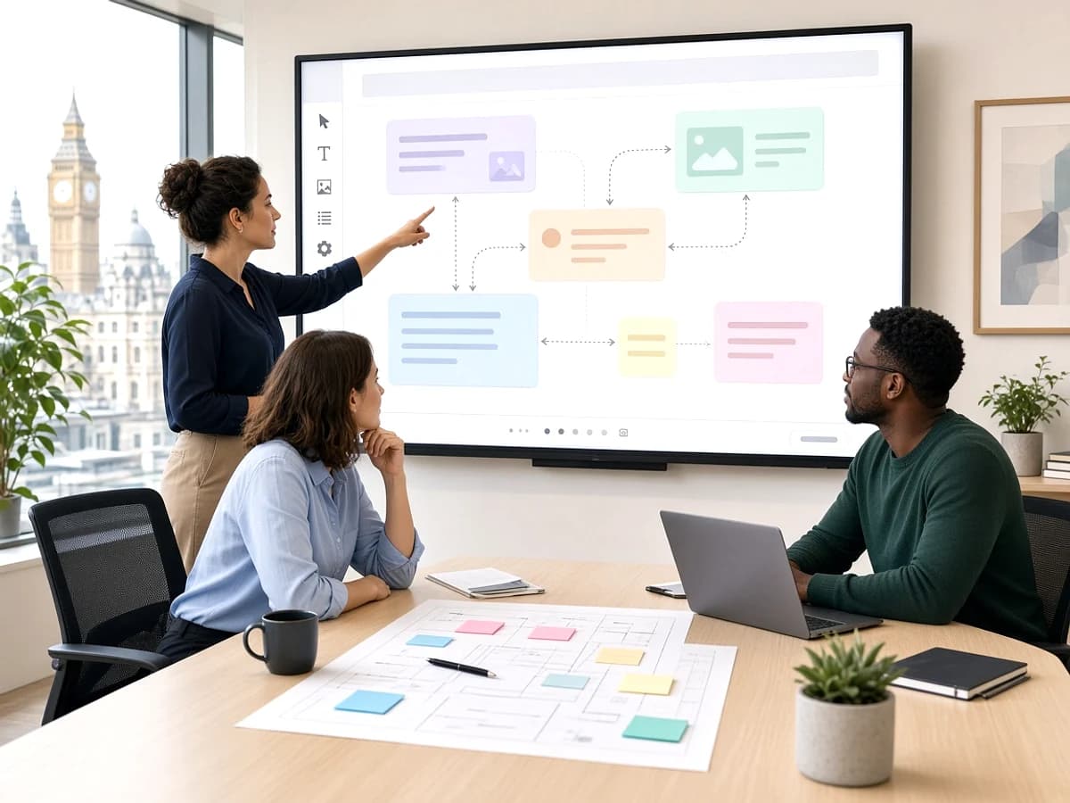 UK CMS development team planning custom content structures in a London office