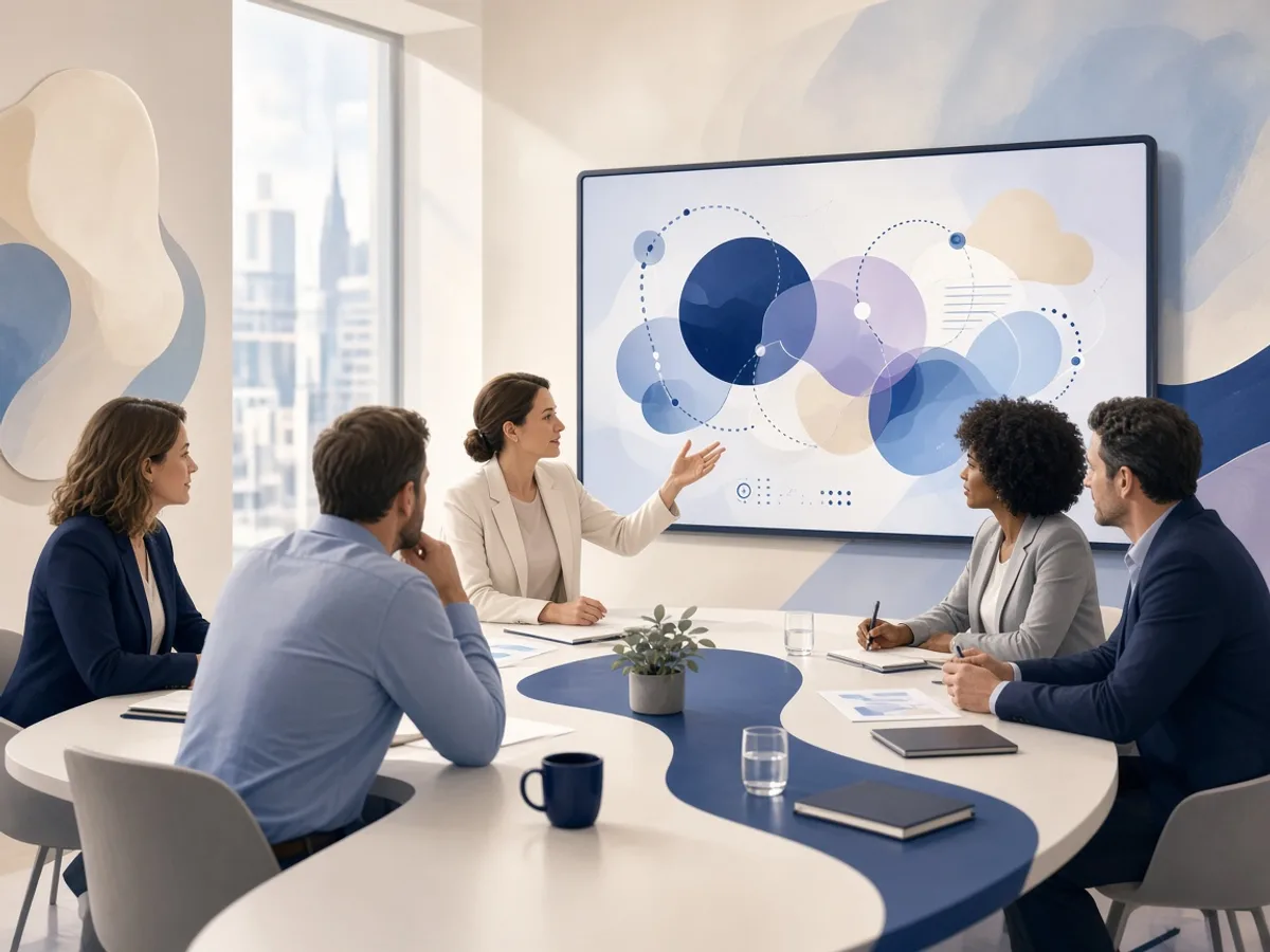 UK enterprise marketing team reviewing a multi-channel digital marketing strategy