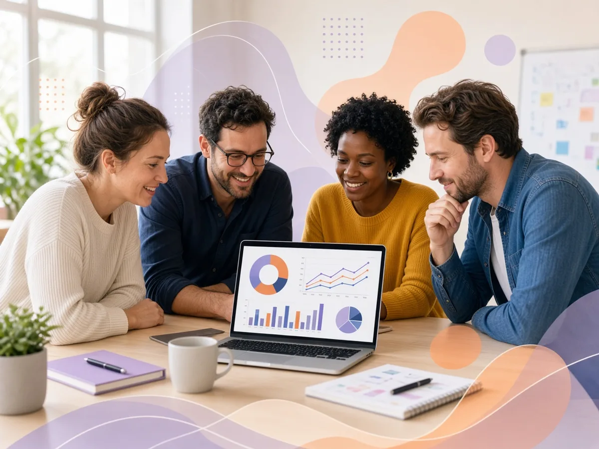 UK small business team reviewing digital marketing campaign performance