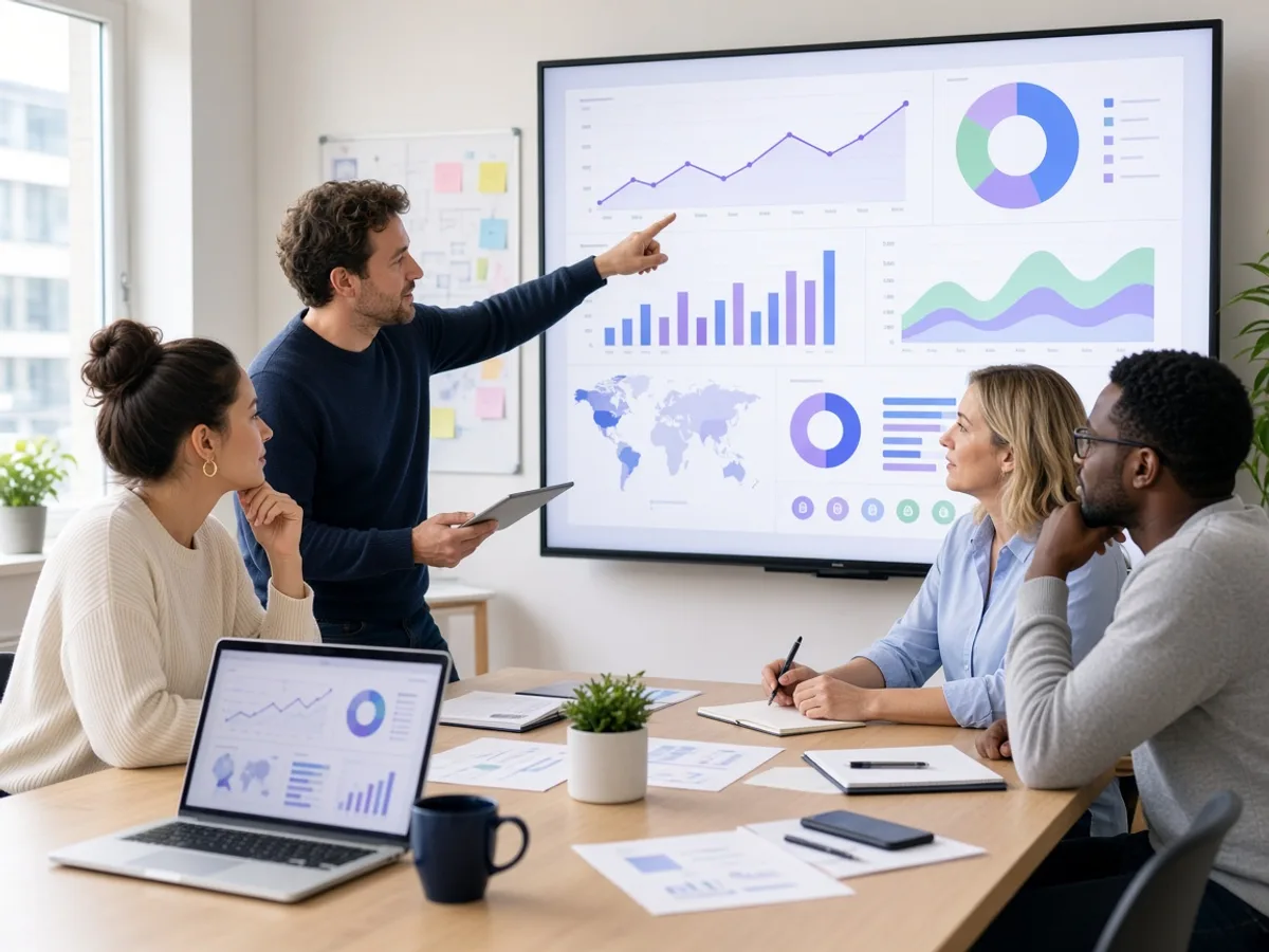 UK marketing team reviewing digital analytics and campaign reports