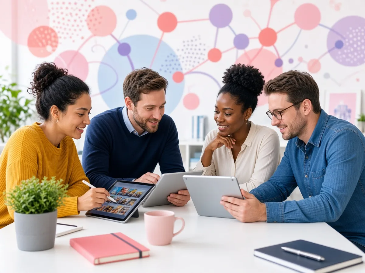 UK social media marketing team planning a business campaign