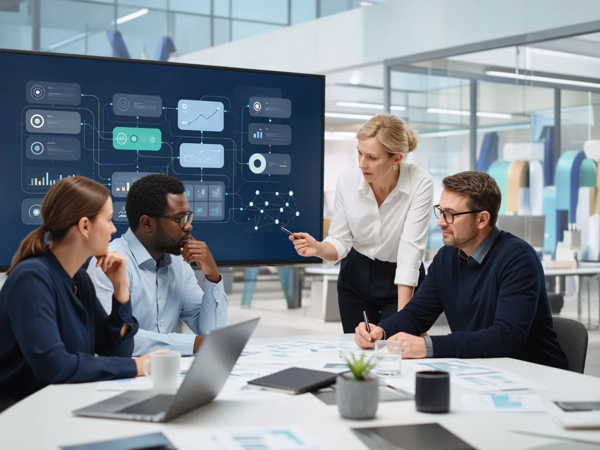 UK enterprise businesses team discussing ERP software requirements
