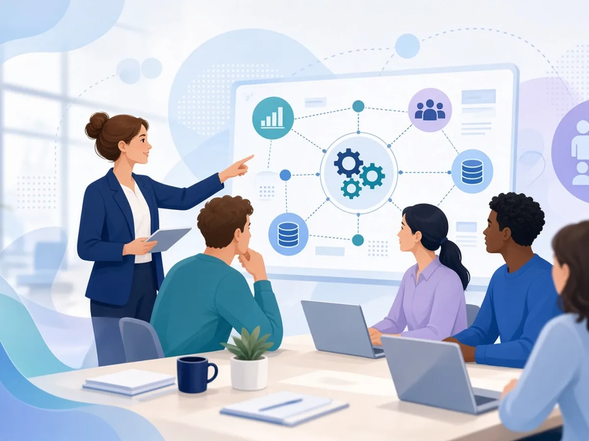 ERP development team working on deployment and training for a UK business