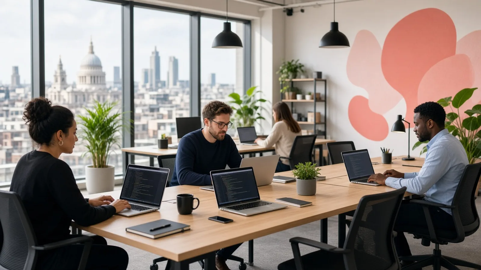 UK HubSpot development team working on CRM integration and automation in a modern London technology office