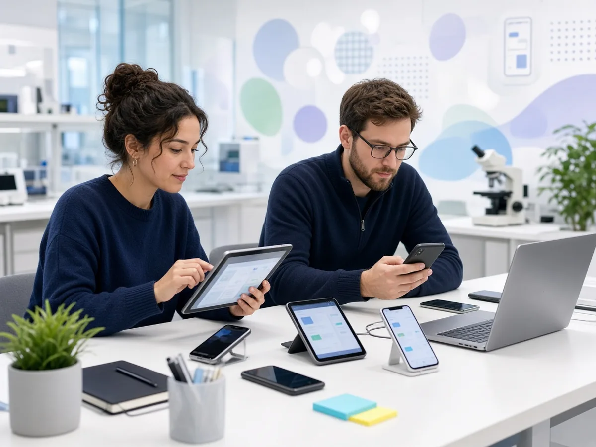UK QA engineers testing a hybrid application across iOS and Android devices