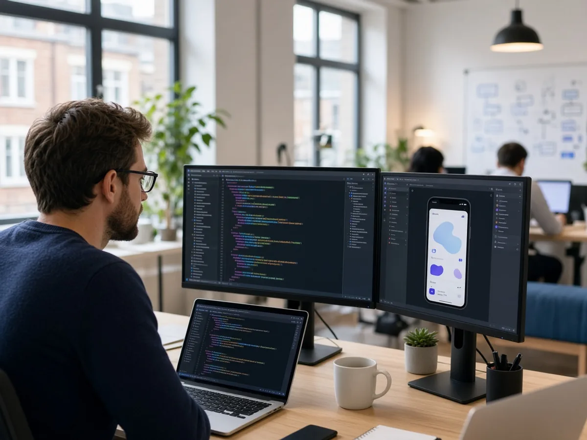 UK iOS developers coding a mobile application
