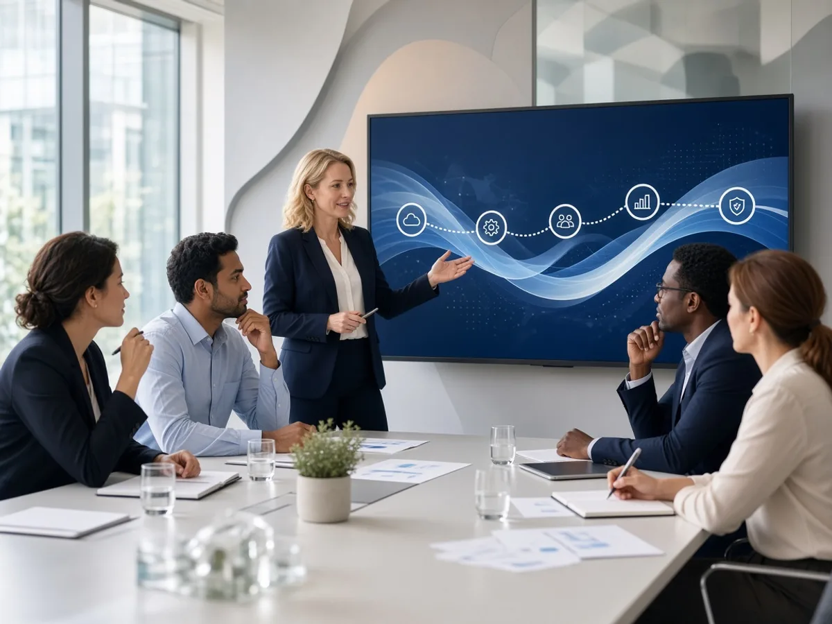UK enterprise technology team discussing a digital transformation roadmap