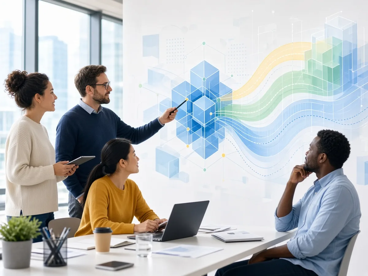 UK digital business team reviewing scalable technology architecture
