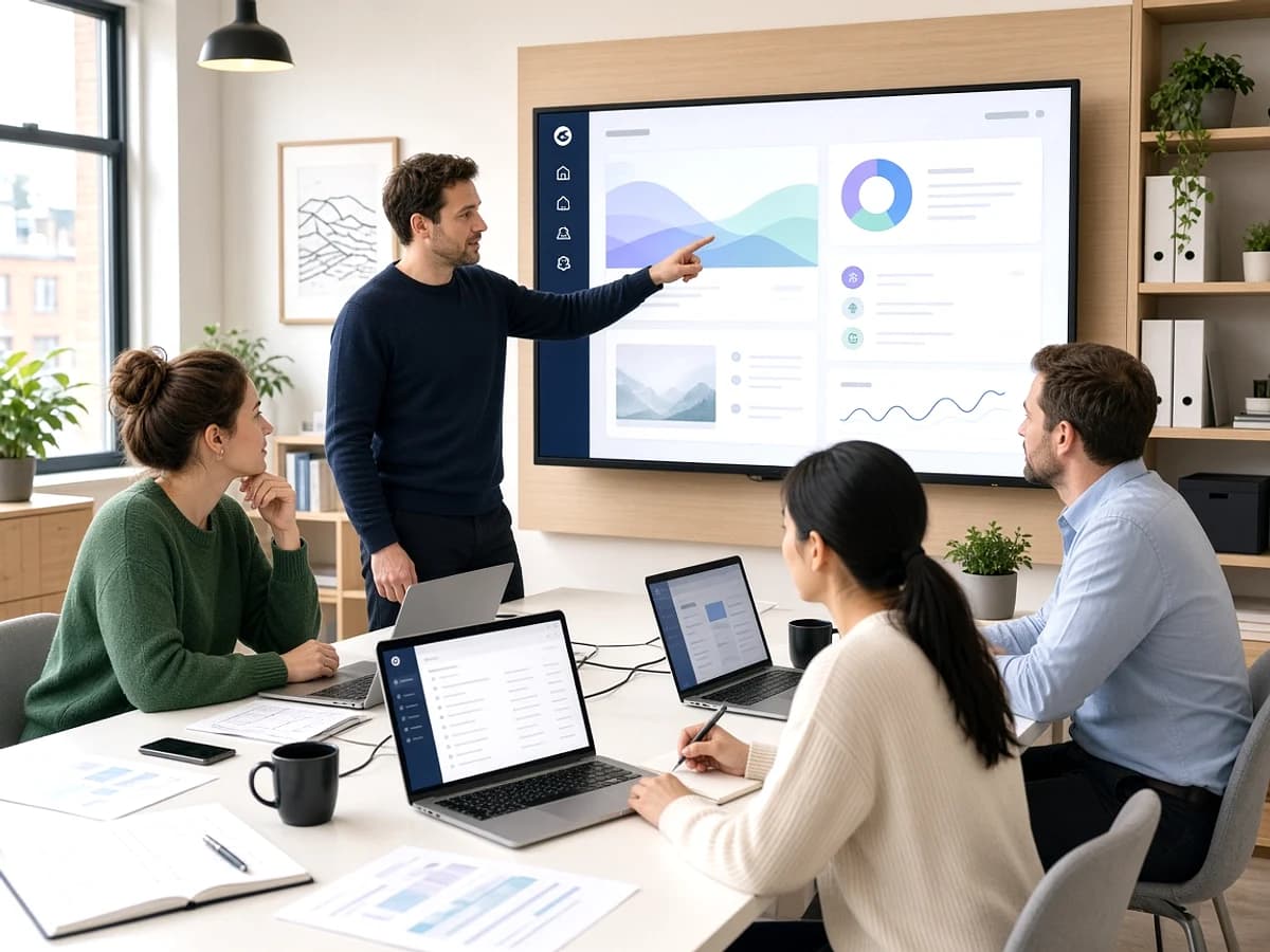 Small UK business team managing a Kentico CMS website