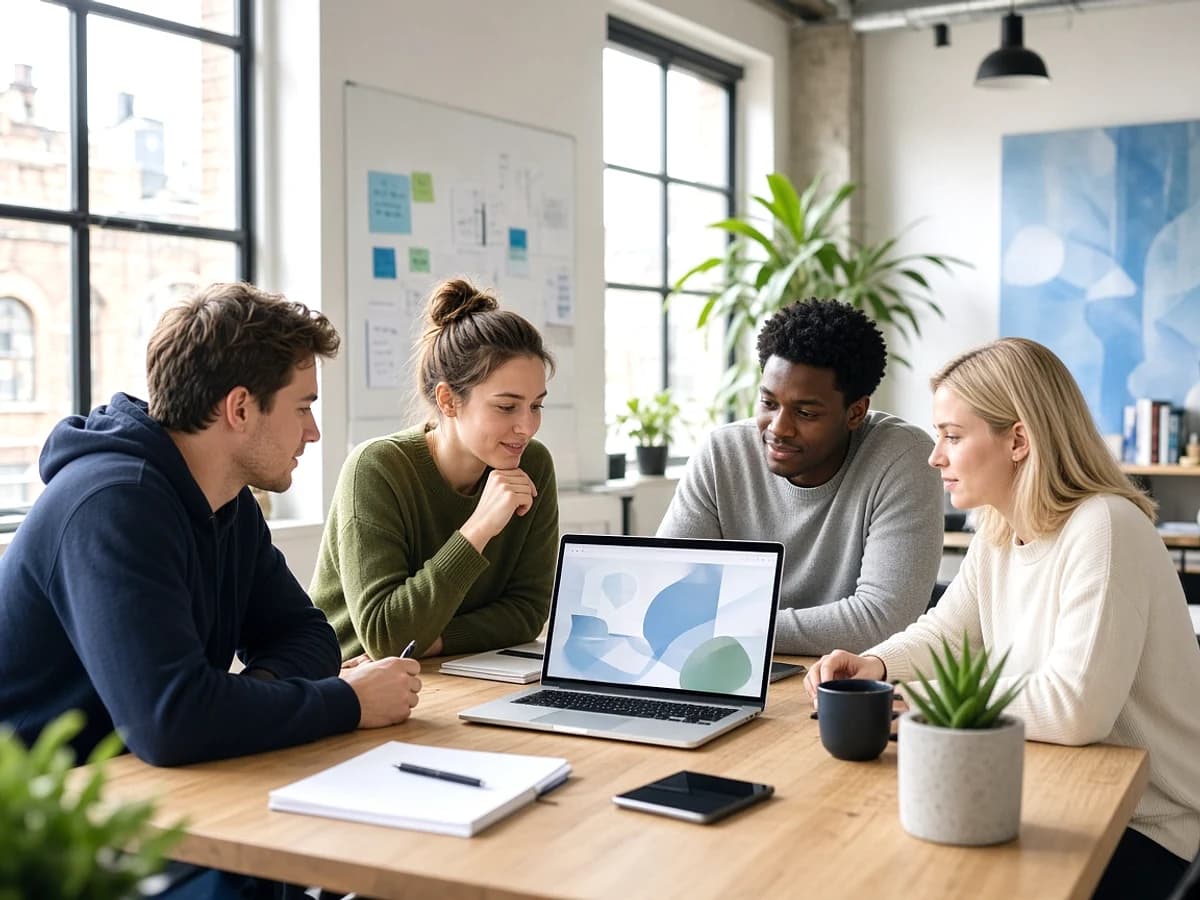 UK startup team developing a Kentico website in a London technology workspace