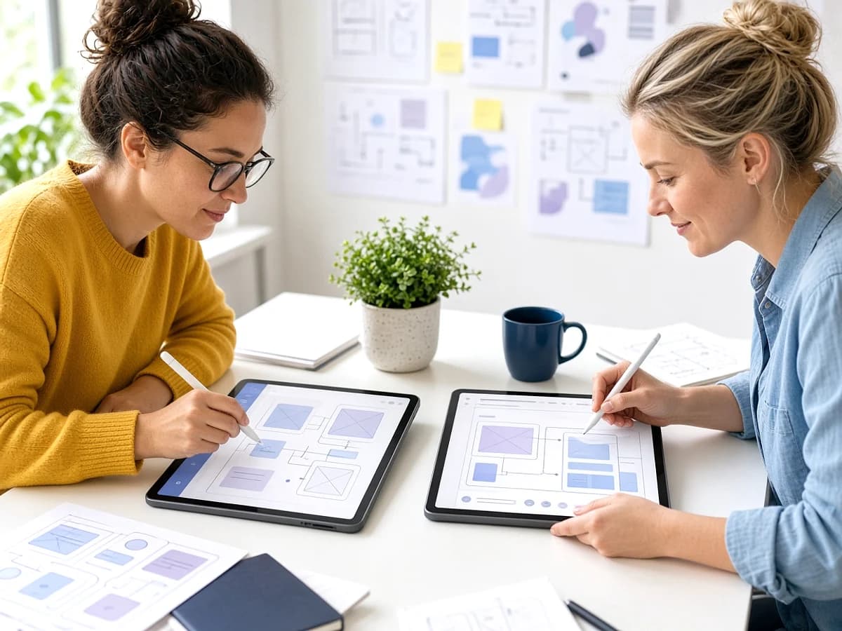 UK UI UX designers creating a low code application interface