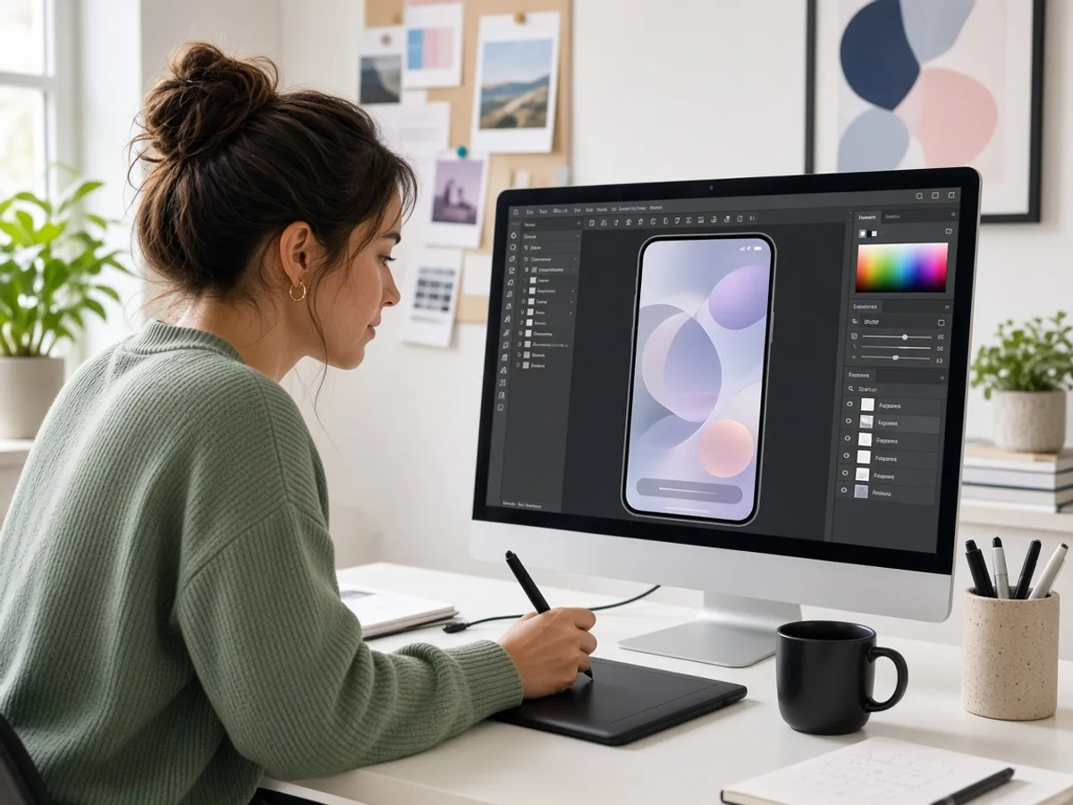 UK UI designer creating a high-fidelity mobile application interface