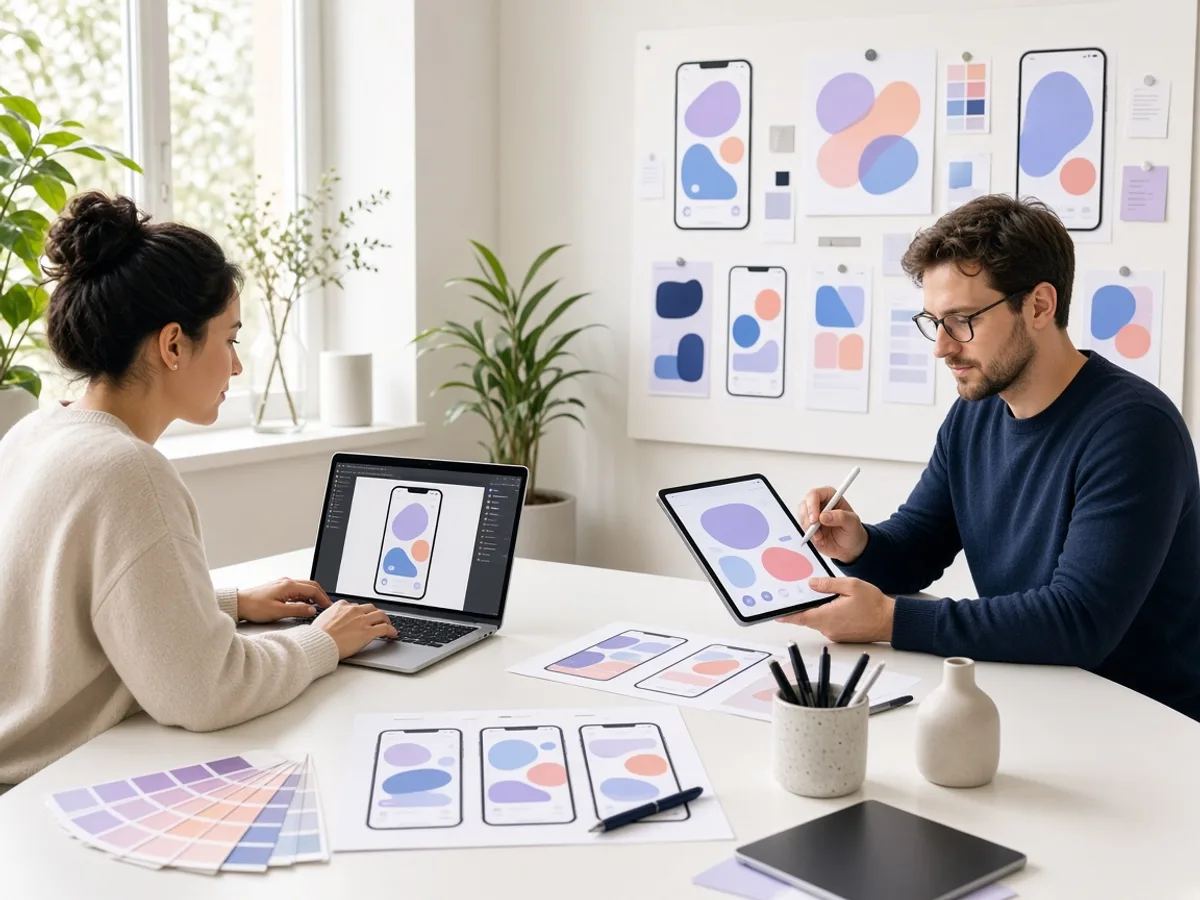 UK mobile UI designers creating a custom application interface
