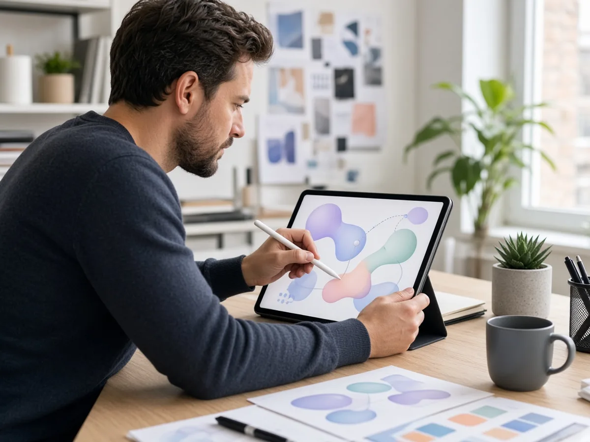 UK product designer reviewing an interactive mobile app prototype