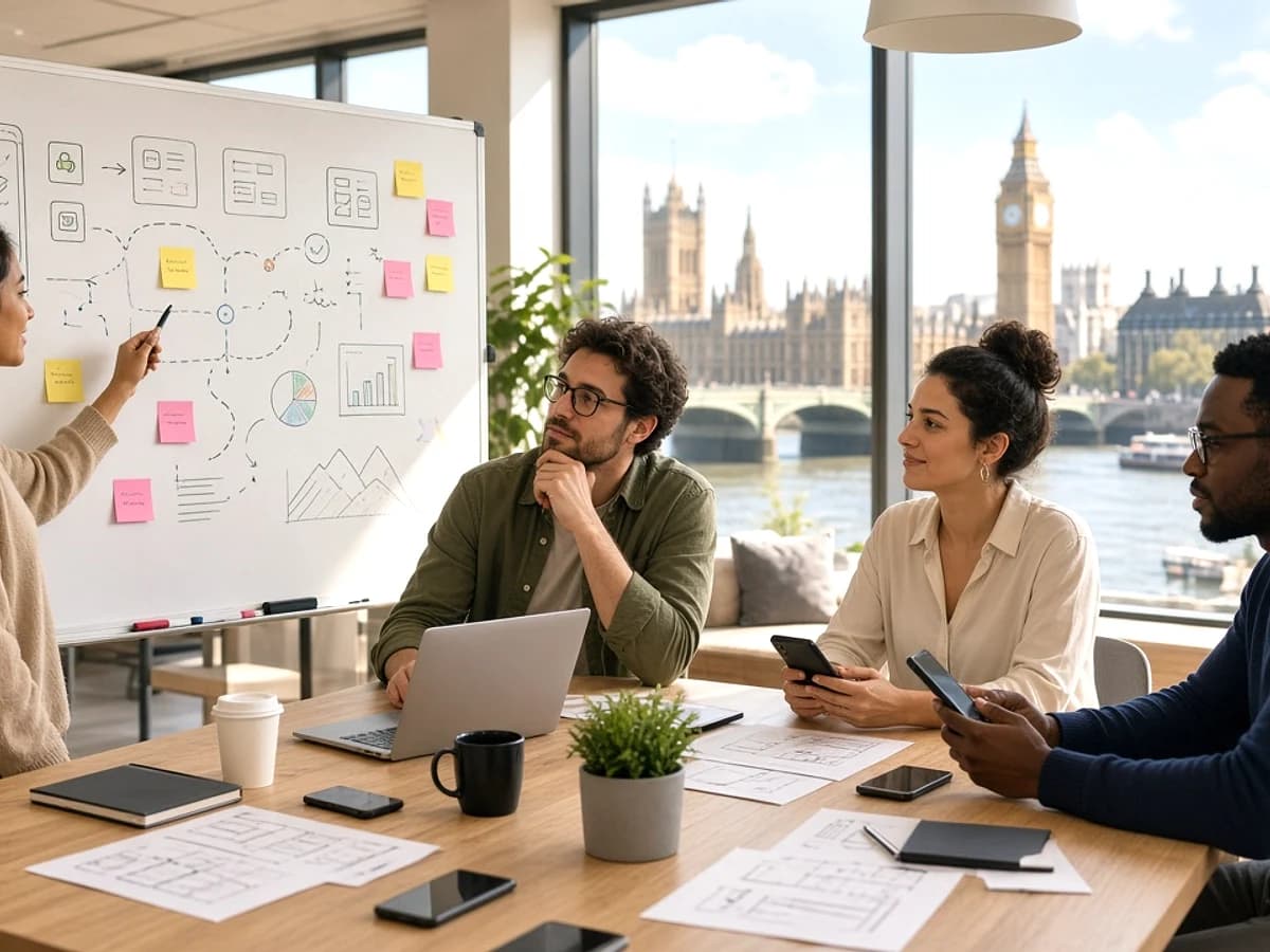 Mobile application team planning long term product improvements for a UK business