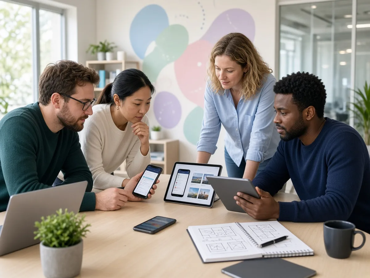 UK developers and QA engineers reviewing mobile application defects