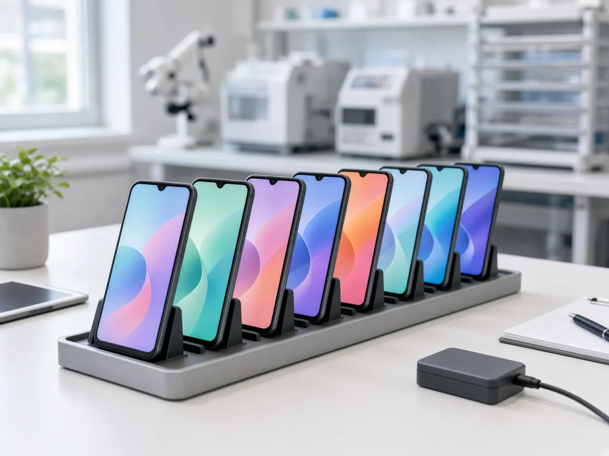 UK mobile QA team testing an application across multiple physical devices