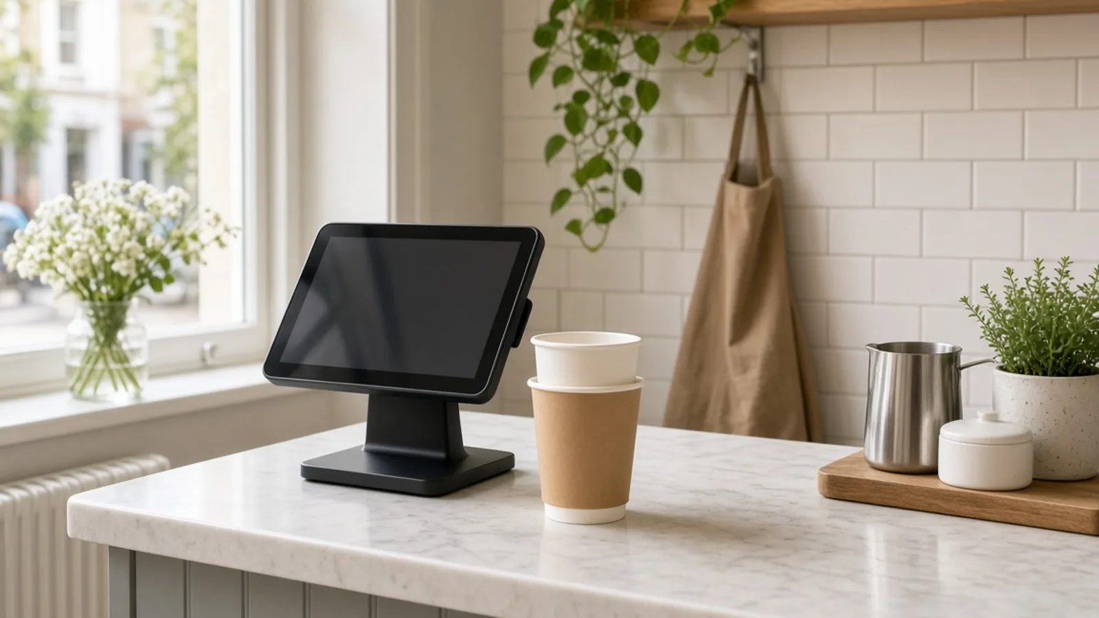 UK business team using a modern POS system in a London retail environment