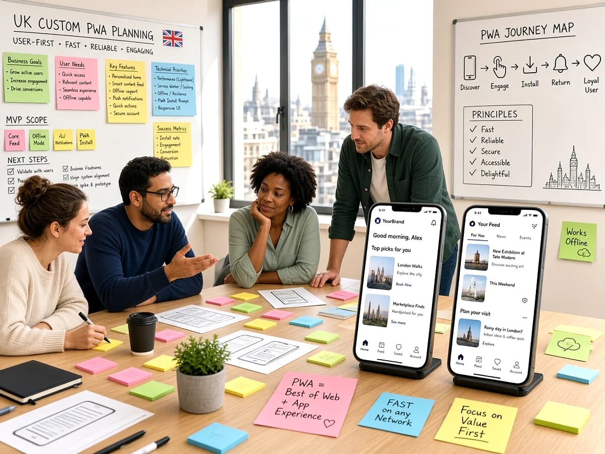 UK development team planning a custom progressive web application