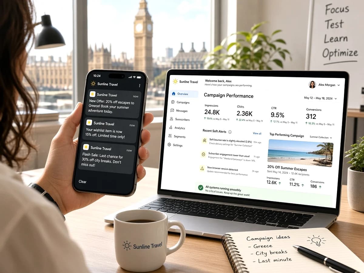 PWA push notifications for UK digital products and services