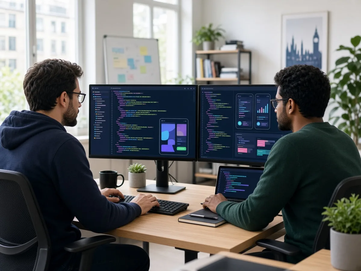 UK React Native developers coding a cross-platform mobile application
