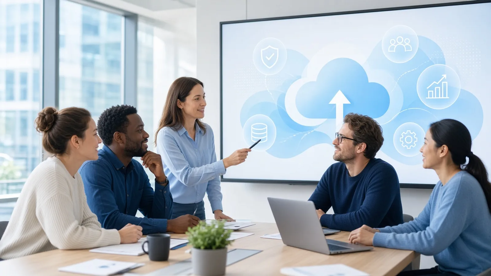 UK SaaS development team reviewing a cloud software platform