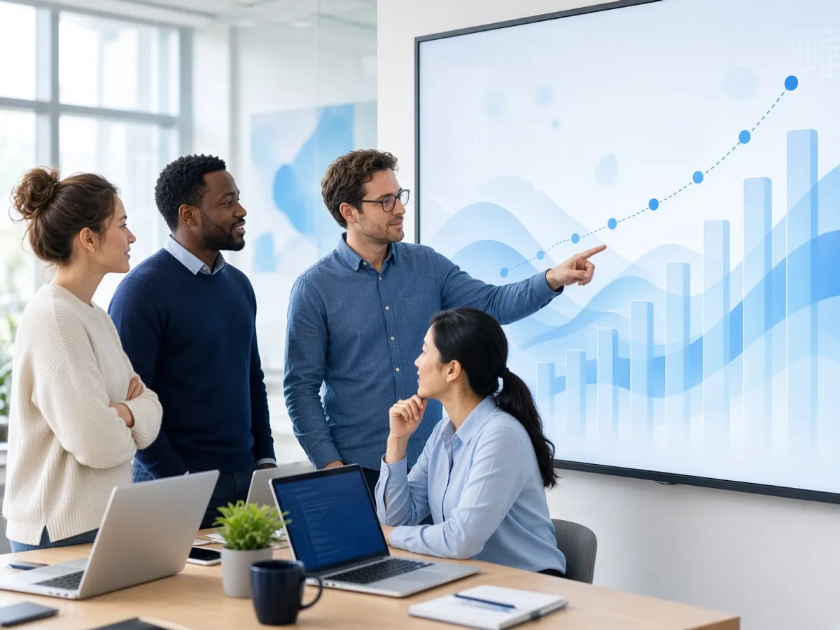 UK technology company team reviewing a growing SaaS platform