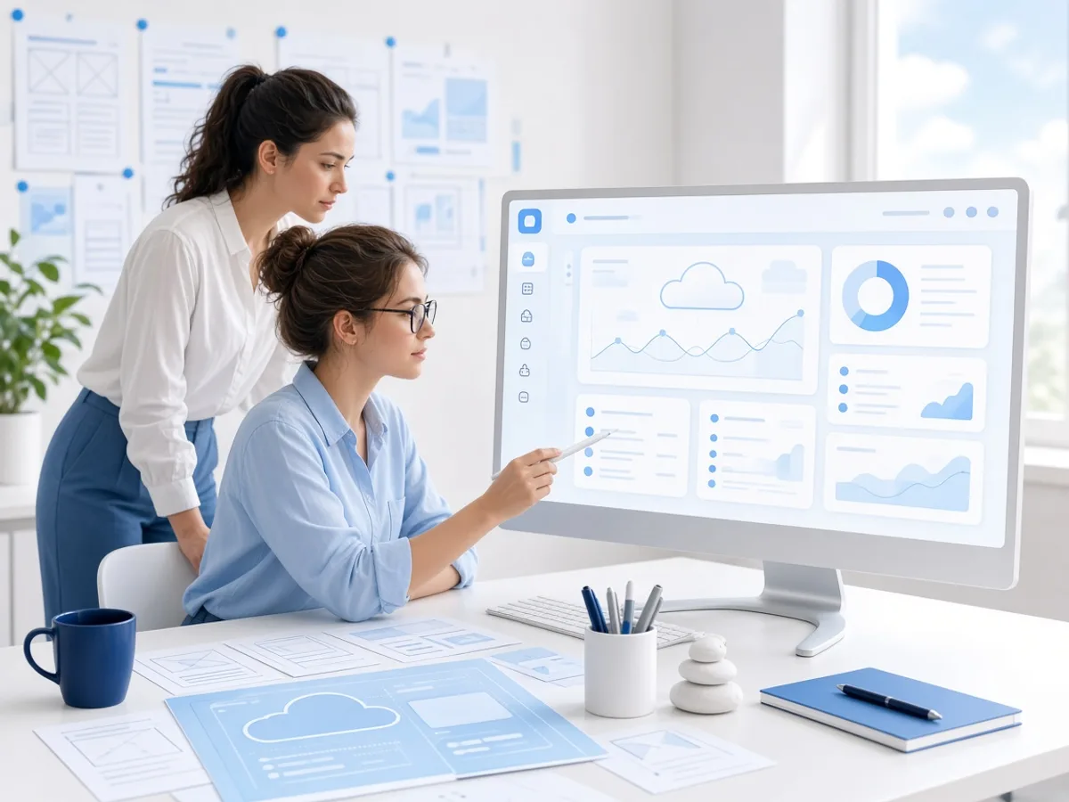 UK SaaS UI UX designers creating a cloud software dashboard