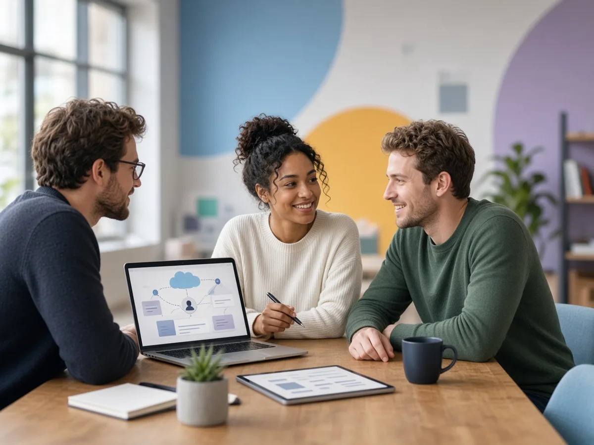 UK startup founders discussing a custom Salesforce CRM solution