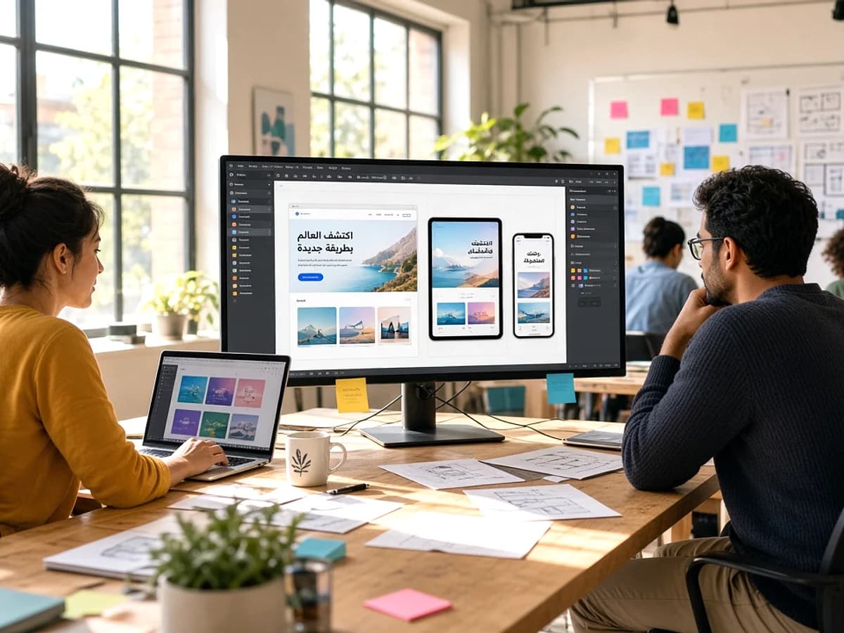 UX designers creating a responsive website interface in the UK