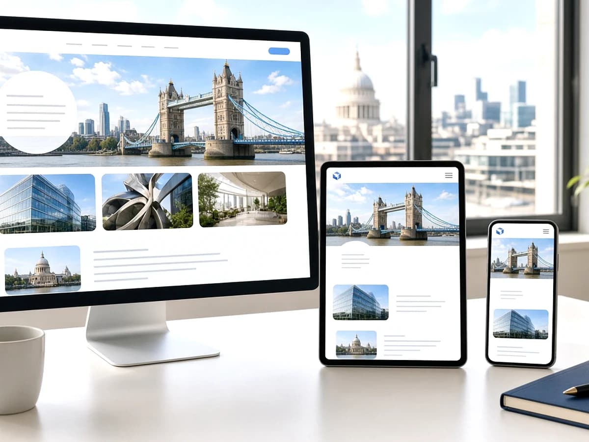 Responsive website displayed across desktop tablet and mobile devices