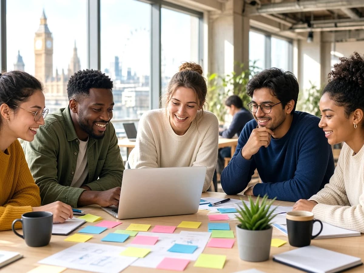UK startup team planning a website platform migration in a London workspace