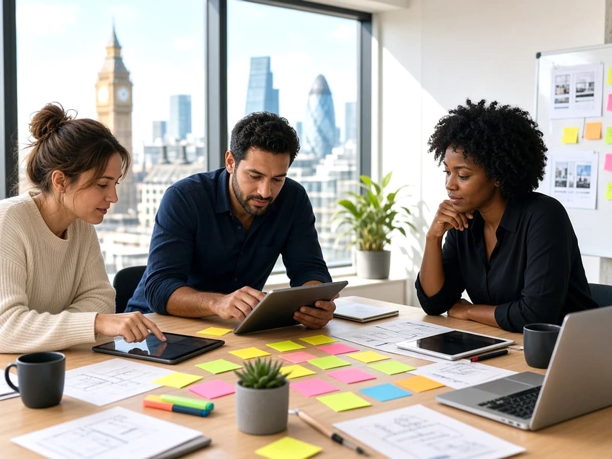 UK website migration specialists auditing an existing website in a London office