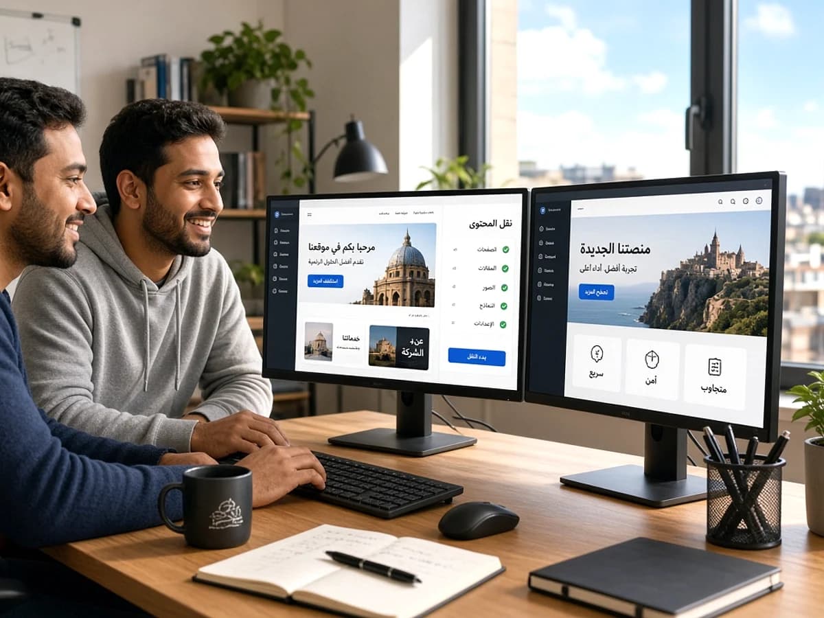 Developers transferring website content and functionality to a new platform