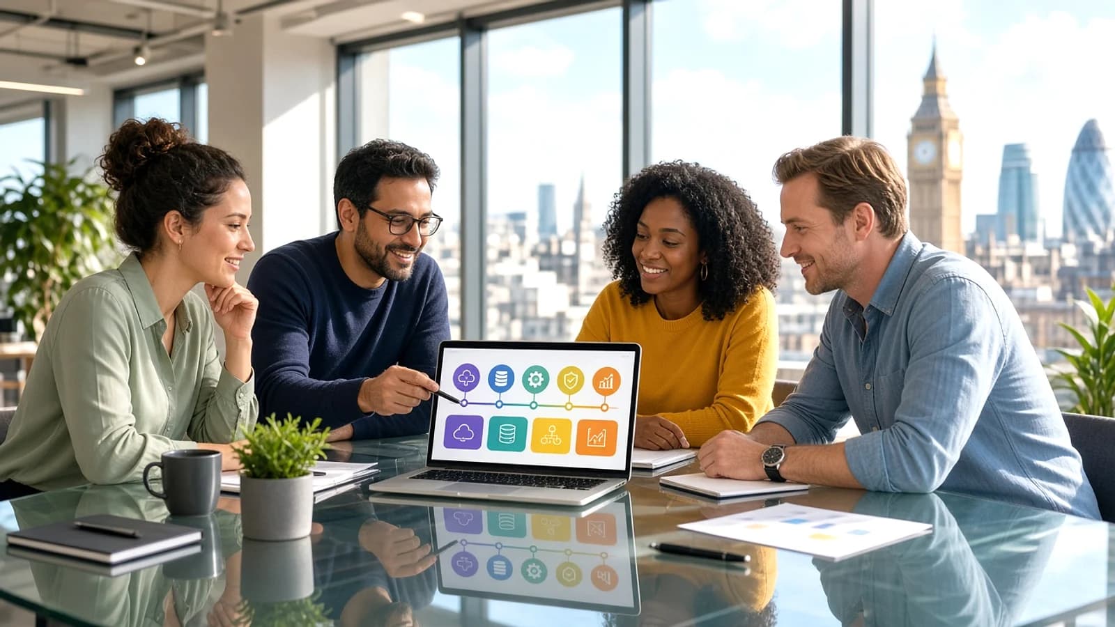 Website migration specialists planning a platform transfer in a modern London office