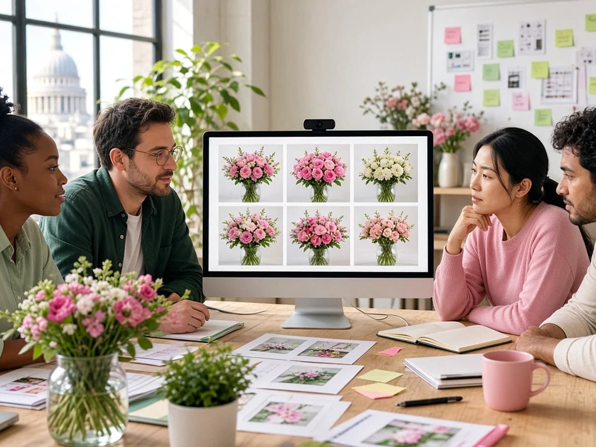 Team planning a flower delivery application for the UK market