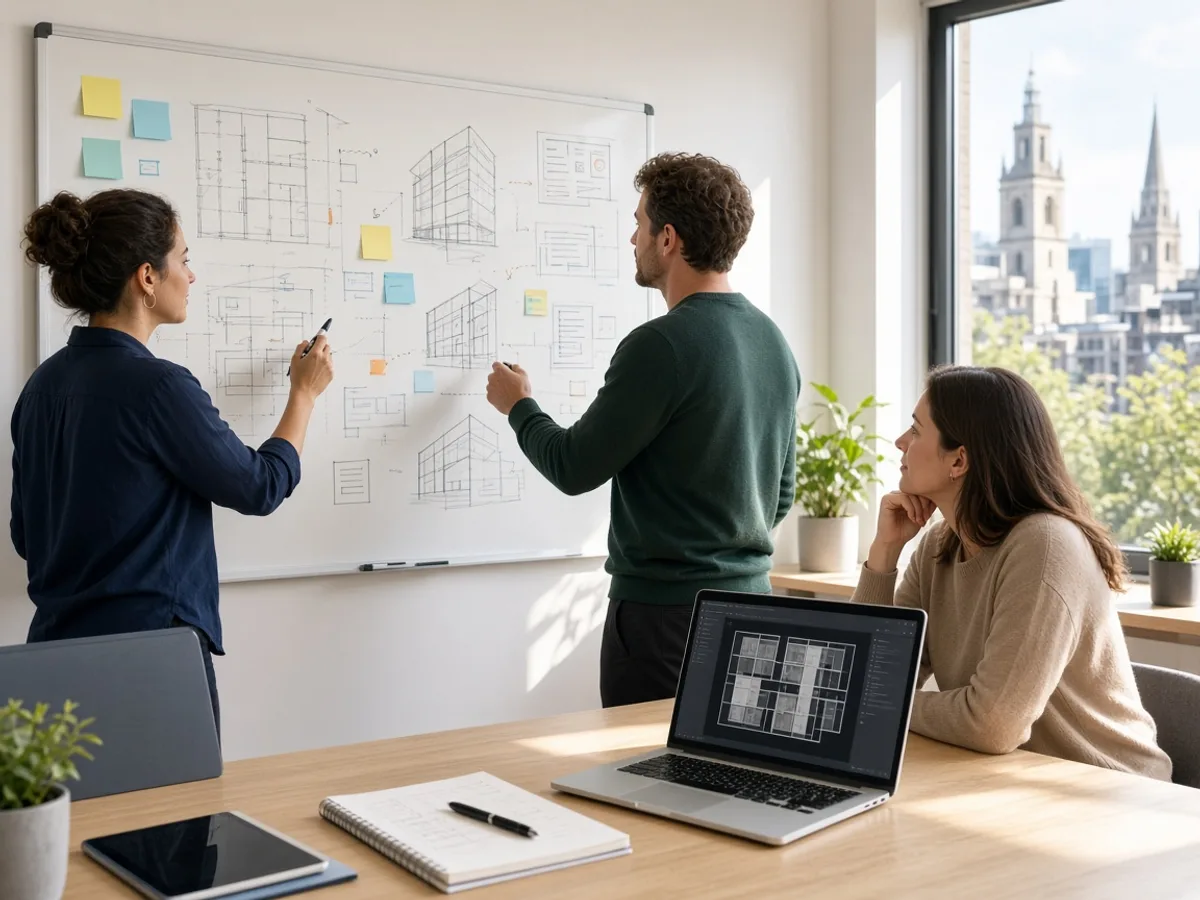 UK real estate app development team planning a property technology platform